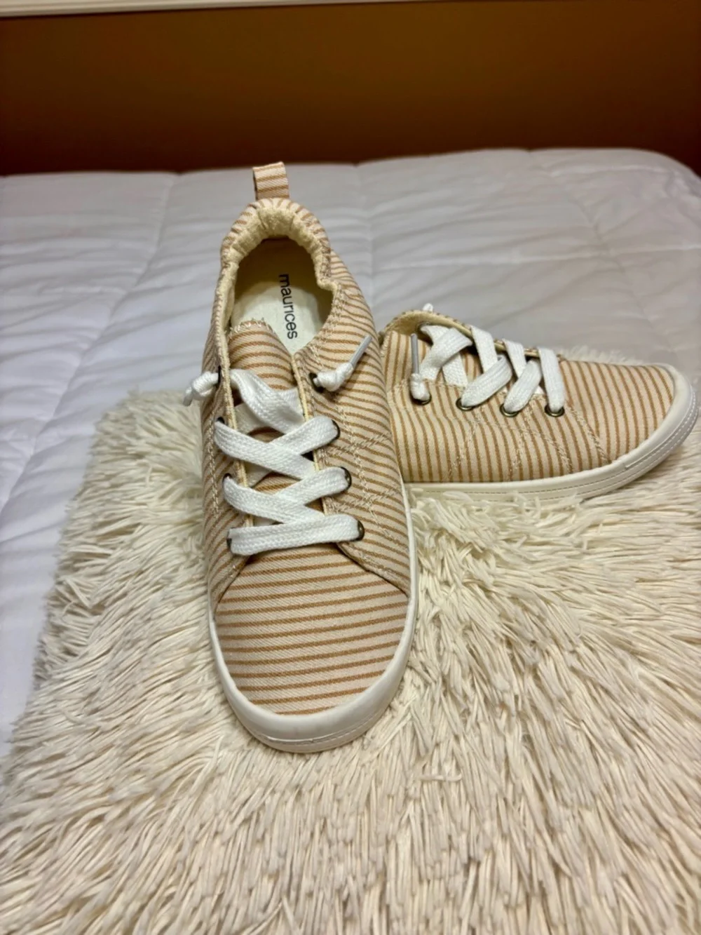 Maurices Cream and Tan Striped Women's Casual Sneakers